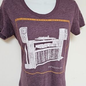 Retro Audio Women's Graphic Tee, scoop neck, purple, Medium, Made In USA  - NWOT